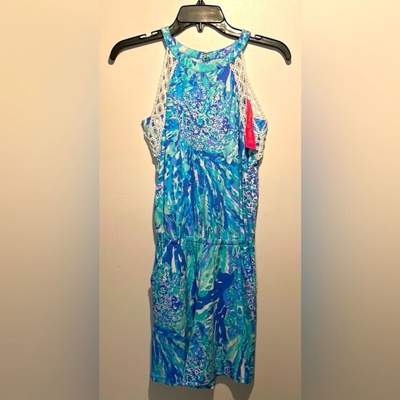 Lilly Pulitzer NWT LaLa Halter Romper Blue Haven Hey Hey Soleil- Size XXS - Picture 2 of 12